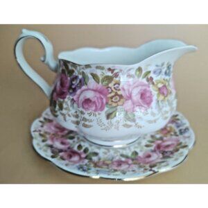 Royal Albert Bone China Gravy Boat &Underplate Serena Pattern Hampton Shape